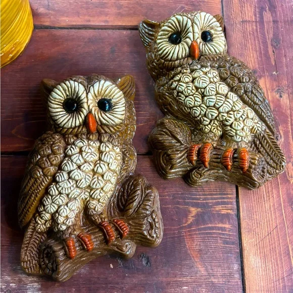 🦉 Vintage 1970s MCM Homco Foam Owls Set of Two - Picture 1 of 5